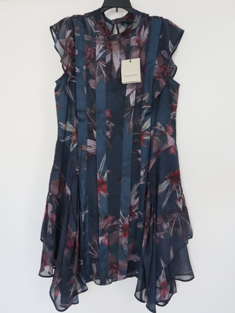 NWT AllSaints Floral Sheer Overlay Midi Dress